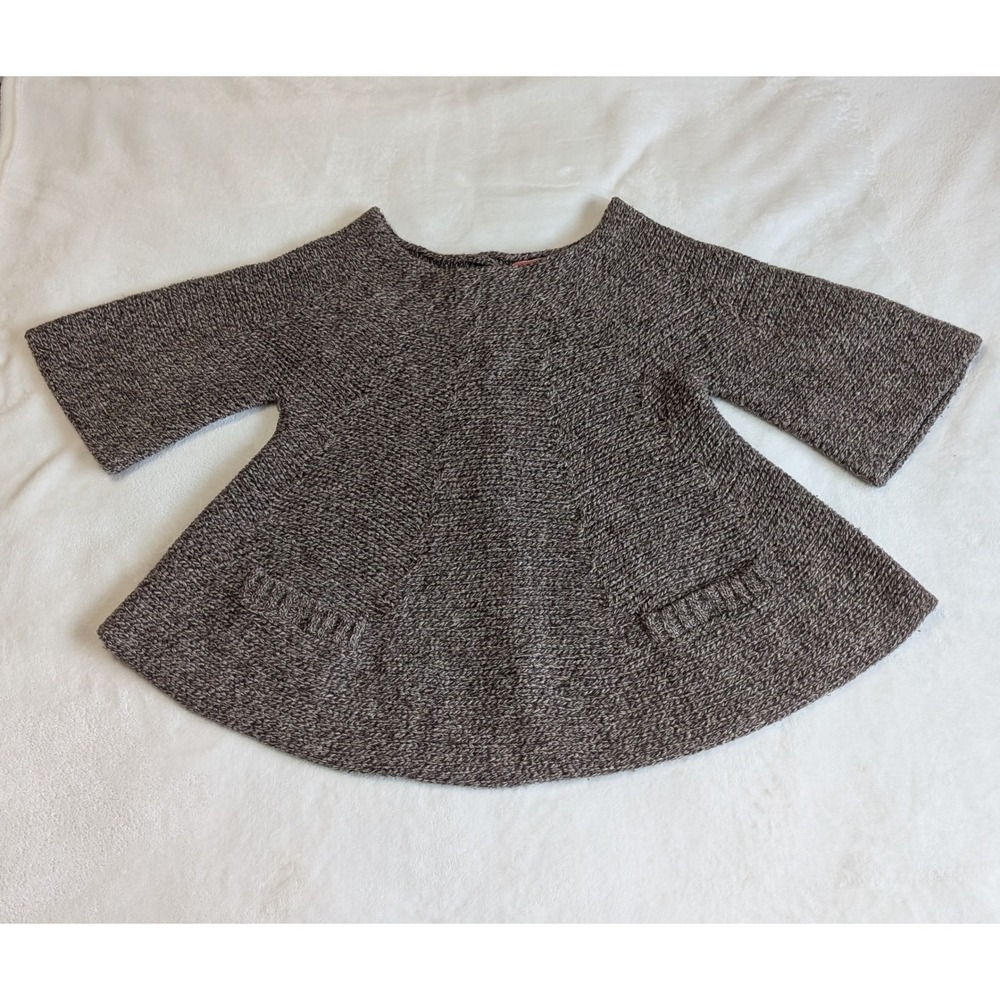 Manoush Knit Cardigan Sweater Pockets Button Front Brown Wool Blend Small‎